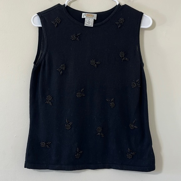 Talbots Sweaters - Talbots Black Beaded Detail Silk Cashmere Blend Lightweight Sweater Vest Size M
